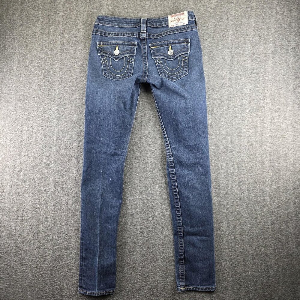 True Religion Skinny Jeans Womens 28 Medium Blue Low Rise Stretch Denim